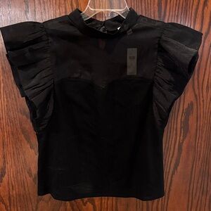 Chic Black Ruffle Sleeve Blouse